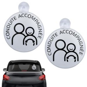 2PCS Conduite Accompagnée Magnetique,Conduite Accompagnée avec Ventouse,Sticker Disque Conduite Accompagnée Autocollant de 15 cm de Diamètre pour Voiture Jeune Conducteur Apprentissage. (DanLanYi, neuf)