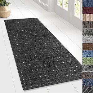 KARAT Tapis de couloir et salon - Sur mesure - Vendu au m&egrave;tre - Tapis de couloir - Tapis de salon (80 x 400 cm, Rapido - Anthracite) (MEISTEREI, neuf)