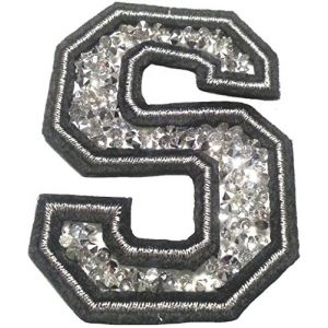 &Eacute;cusson Patch Badge strass Brod&eacute; ecusson lettre alphabet thermocollant "S 8-10 cm " (B2SEE LTD avec TVA francaise et livraison LaPoste, neuf)