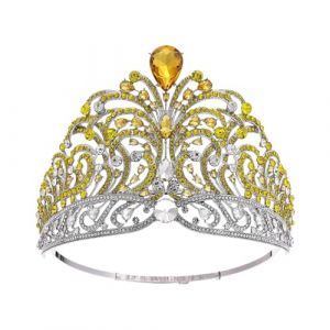 Couronne Couronne diadème Bandeaux de mode Couronn Diadème en strass brillant cercle complet grande couronne réglable fête de mariage grandes couronnes adaptées au diadème de mariage, diadème d'annive (HONGWDAM, neuf)