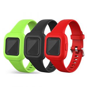 Lot de 3 Bracelets Chofit compatibles avec Garmin Vivofit Jr.3 - Bracelet Rechange réglable Silicone Souple pour Enfants à partir de 4 Ans pour Tracker d'activité Vivofit Jr.3 (Noir, Rouge et Vert) (Jiujunshiye, neuf)