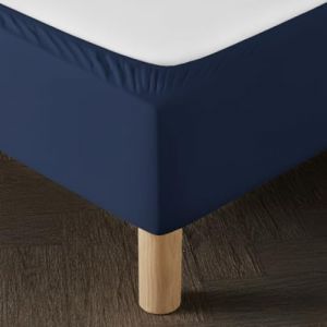 Cache Sommier 200x200 Bleu &ndash; Tissu Doux et Extensible &ndash; Rendu Impeccable &ndash; Facile &agrave; Installer (Dahlica Fr, neuf)