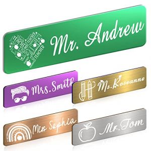 &Eacute;tiquette de nom personnalis&eacute;e avec logo - Badge personnalis&eacute; grav&eacute; avec aimant ou &eacute;pingle - &Eacute;tiquettes d'identification personnalis&eacute;es pour employ&eacute;s, m&eacute;decins, infirmi&egrave;res, enseignants (yeshuolemaoyi, neuf)