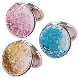 WACH AUF 3 Pièces Miroir de Poche Femme, Miroir Sacs à Main, Miroir Compact avec Grossissement x1/x2, Rond Double Miroir, Miroir Grossissant Poche, Mini Miroirs Maquillage,(Or, Rose, Bleu) (YMDZ, neuf)