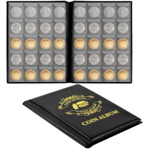 Vicloon Classeur Pieces de Monnaie 200 Poches, 10 Pages Classeur Piece 2 Euros, Album pour Collection de Monnaies 3,5x4 cm, Imperm&eacute;able, avec Fermeture &eacute;clair, pour Collectionneurs, Noir (HANSBUY, neuf)