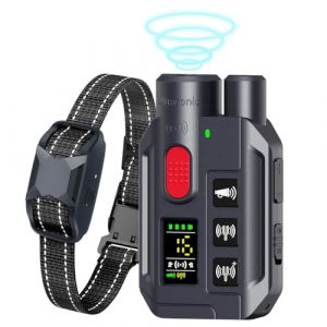 Collier de dressage pour chien avec t&eacute;l&eacute;commande, port&eacute;e &agrave; distance de 1000 m, modes de dressage son/vibration/ultrasons, verrouillage de s&eacute;curit&eacute;, rechargeable et &eacute;tanche IP67, collier anti-aboiement (KuoYi, neuf)