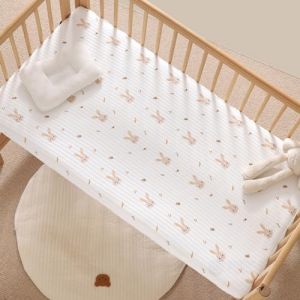 Ensemble Drap Housse Pour Un Lit B&eacute;b&eacute; Coton Literie B&eacute;b&eacute; Matelas Drap-Housse Pour B&eacute;b&eacute; Fleur Lapin Lion Ours Etoile Lune Literie Pour Enfants S&ucirc;r Et Confortable Cadeaux Fins (Lapin,70x150 cm) (Sticker Superb, neuf)