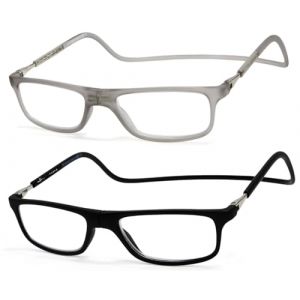 NEW VISION Lunettes 2 pack, Lunettes Loupe, Lunettes De Lecture Magn&eacute;tique, Longueur R&eacute;Glable Lunette De Lecture Homme Femme, NV2904 (C9+C6, 2.5, x) (New Vision Milano, neuf)
