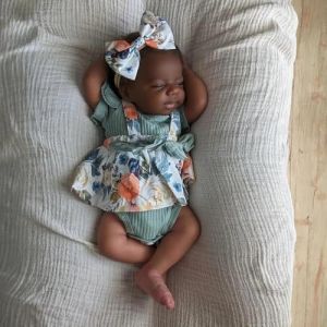 RXDOLL Poupée Reborn noire en silicone de 45 cm - Poupée réaliste pour bébés et filles - Poupée reborn réaliste en silicone (RXDOLL Store., neuf)