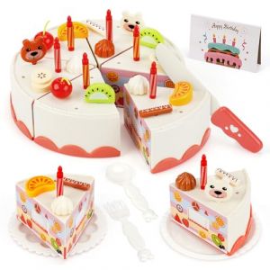 G&acirc;teau d'anniversaire Jouet, Jeux De Cuisine pour Enfants, Aliment &agrave; Couper Jeux de Nourriture, Jouet &Eacute;ducatif &Eacute;veil Montessori, Jeu de R&ocirc;le Cadeaux Cadeau de No&euml;l pour Anniversaire (Qingliang, neuf)