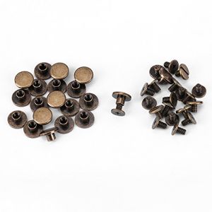 20pcs Rivets pour Cuir, Petit Rivet &agrave; t&ecirc;te plate, Cuir Artisanat Rivets, Vis en laiton en &eacute;crous clous rivets de capuchon en ensemble, pour Ceinture Sac &agrave; Main Portefeuille d&eacute;coration(5 mm) (Tyenaza, neuf)