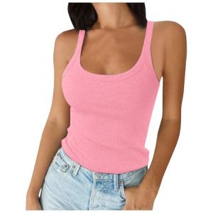 Femme D&eacute;bardeur Avec Soutien Debardeur Blanc Haut Ete Chic Confortable Toute La Journ&eacute;e Top Sans Manches Gorge Cach&eacute; Tenue De Vacances &Agrave; Plage Camisole Pour Integre Et Elegant (Clumanbbl, neuf)
