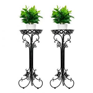 étagère plante exterieur,etagere fleur,Métal Support de plante Support de pot de fleur d'art Rond Tour des fleurs Afficher Pots Décoratif pour Jardin et maison Supports de jardinière - Lot de 2 (ROYAL SMEELA, neuf)
