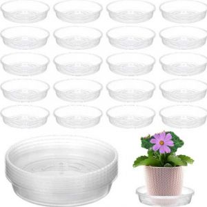 Constprog Lot de 10 soucoupes rondes en plastique transparent pour pot de fleurs (20 cm-10 pièces) (MACHENGKK, neuf)