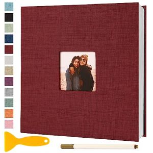 Album Photo Adhesif Vierge 33x32 CM Classeur Photo Livre Photo Personnalisable Scrapbook de Classe Mariage Livre D'or Enfant Bebe Carte Postale DIY, 40 Pages Rouge (Semfalbuums, neuf)