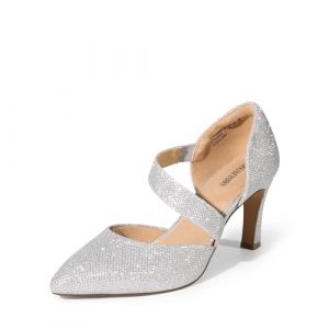 DREAM PAIRS Escarpins Femme Confortable Chaussure à Talon avec Bride Asymétrique Escarpin,Size 41,Argent-Glitter,SDPU2350W (dreampairsEU, neuf)