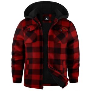 zitysport Veste Chemise Gar&ccedil;on &Eacute;paisseur Hoodie Veste &agrave; Carreaux Enfants avec Fermeture Flanelle Chaude Gar&ccedil;ons Sweat Capuche Ext&eacute;rieure Vestes d'hiver Doubl&eacute;es Pour Gar&ccedil;on Poche(Rouge Noir 2XL) (Haixihui, neuf)