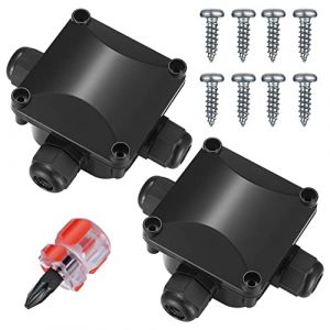 2 Pièces Boite de Derivation Etanche Exterieur, Boite Etanche Electrique Exterieur, Boîte de Jonction étanche IP68 3 Voies, Connecteurs Boîtier Électrique Extérieur Ø 6 mm-10 mm (JunShengMaoYi, neuf)