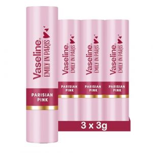 Vaseline x Emily in Paris Parisian Pink | Baume à lèvres teinté Stick | Édition Limitée | (Lot de 3 Parisian Pink) (prsWORLD, neuf)