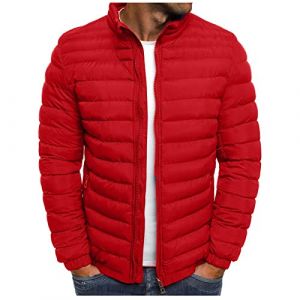 Générique Doudoune Homme Legere et Chaude Hiver Veste Chic sans Capuche Col Mao Manteaux Court Décontractée Blousons Zippée Couleur Unie avce Poches Automne Jacket Rouge M (TYHONEYS, neuf)