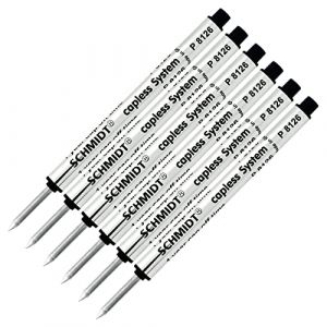 Retro 1951 Lot de 6 recharges d'encre &agrave; bille sans capuchon &agrave; pointe fine, Schmidt P8126, P8126 noir court, lot de 6 recharges Schmidt sans capuchon, compatibles avec les stylos &agrave; bille r&eacute;tro 51 (Creoly, neuf)