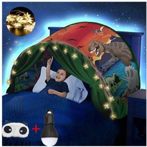 Dream Tents Tente De Lit Enfant,Tente Tunnel Enfants,Tente Enfant Pliable Pop Up,Tente De Lit avec LED, Tente De Jeu avec Lumiere,Cadeau d'anniversaire De Noël (Dinosaures) (FLAYOR, neuf)