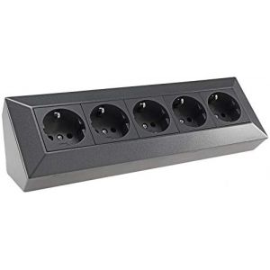 ChiliTec Bloc multiprise d'angle 5 prises pour cuisine, bureau, atelier, construction, montage encastré, anthracite (SatChef, neuf)