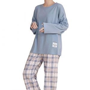 Pyjama Femme Hiver Doux Confortable Chaud Ensembles de Pyjama Manches Longues Bas Pyjama Femme à Carreaux Grande Taille Pyjama Femme (NiceYear, neuf)