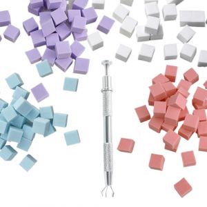 OUDQFCJ 200 Pi&egrave;ces &Eacute;ponge Nail Art avec Pince M&eacute;tallique, Applicateur de Pinceau &Eacute;ponge, Accessoire de Nail Art pour Cr&eacute;er des D&eacute;grad&eacute;s et Motifs d'Ongles (Mapico, neuf)