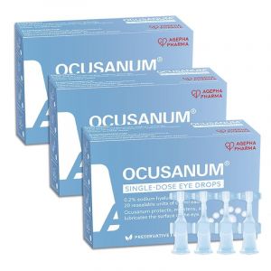 Ocusan&reg; Collyre Unidose pour Les Yeux Secs Convient &agrave; Lentilles de Contact sans Aucun Agent De Conservation, Larmes Artificielles Lubrifiantes &agrave; L'acide Hyaluronique pour Les Yeux Rouges Irrites (Agepha Pharma, neuf)