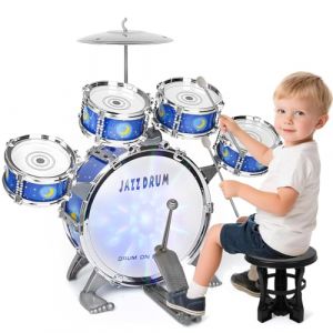 Batterie Enfants Jouet Tambours Kit, Jazz Set 5 Pi&egrave;ces avec Tabouret Percussion Musique Drum Set Anniversaire Cadeaux de No&euml;l pour 2 3 4 5 Gar&ccedil;ons Filles (Blinksy BuyNest Marketshop Kft., neuf)