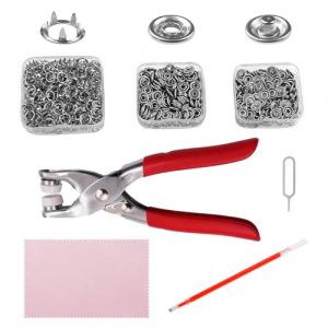 Funalix Lot de 600 boutons pression avec pince | Ensemble d'outils &agrave; 5 griffes pour v&ecirc;tements et bricolage | Boutons pression m&eacute;talliques sans couture | Argent (BABOUABF, neuf)