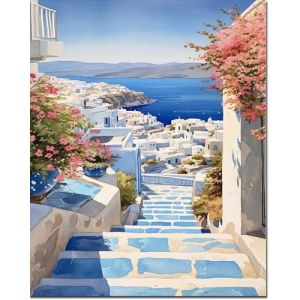 ARTOWN Peinture Numero Adulte,Peinture par Numero Adulte,Peinture Numero Enfant,DIY Peinture Acrylique pour Adultes d&eacute;butants Facile sur Toile 40&times;50 cm-Paysage de Bord de Mer(sans Cadre) (chen si duo li, neuf)