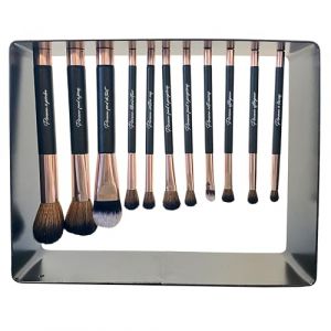 COSMETIC CLUB - SC0664 Lot de 11 Pinceaux Maquillage - Design Magn&eacute;tique avec Support Noir Rose, Poils Synth&eacute;tiques Doux, Application Pr&eacute;cise, Facile &agrave; Nettoyer (The Concept Factory, neuf)