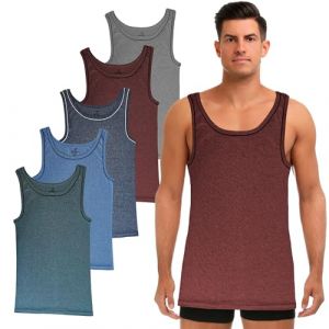 SGS Lot de 5 Debardeur Homme Extra Long +12 cm - Maillot de Corps 100% Coton - Toutes Tailles Disponibles - Lot de Marcel Homme Blanc & Noir (SGS "Preise inkl. MwSt", neuf)