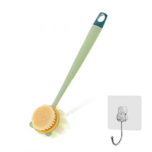 Brosse de Bain, Brosse dos Douche Long Manche pour Homme et Femme, Brosse Dos Exfoliante 2 en 1 avec Fleur de Douche, avec 1 Crochets, Massage Corps, Brossage Humide et Sec (qingzeyuan, neuf)