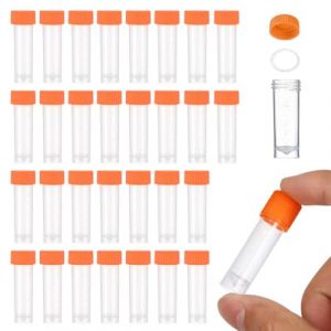 30 Pi&egrave;ces Tubes &agrave; Essai Gradu&eacute;s 5ml, Cryotubes En Plastique Tubes, Tubes &agrave; Essai Gradu&eacute;s, Tubes de Laboratoire Coniques, Flacon Transparent, Tube de Fiole Congel&eacute; en Plastique avec Bouchon &agrave; Vis (LMINGMING, neuf)