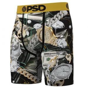 PSD Boxer pour homme imprim&eacute; animal &ndash; Entrejambe de 17,8 cm &ndash; Sous-v&ecirc;tements respirants et offrant un bon maintien avec tissu &eacute;vacuant l'humidit&eacute;, Icy Benjis, Large (FUN_HEAD, neuf)