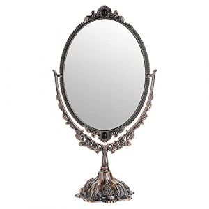 SUMTree Miroir de Maquillage Vintage Ovale et Double-Face - Miroir pour Table, Photographie, Dressing (Grand, cuivre Rouge) (SanjiaEU, neuf)