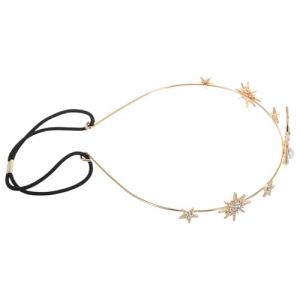 minkissy Serre T&ecirc;te Perle Avec Motif Lune Et &Eacute;toile Bandeau G&eacute;om&eacute;trique Orn&eacute; De Strass Accessoire De Coiffure &Eacute;lastique Pour Mariage Et D&eacute;coration De T&ecirc;te (Master Self, neuf)