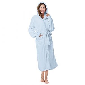 Peignoir De Bain Femme Unisexe Eponge Capuche Automne Hiver Peignoir avec Capuche Chaude Peignoir Moelleux &Eacute;ponge Douce Coton Eponge V&ecirc;tements De D&eacute;tente Une Pi&egrave;ce Robe De Chambre (Anglekie, neuf)