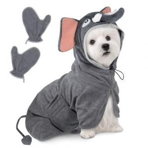 Bibykivn Peignoir pour Chien en Microfibre, Serviette pour Chien Super Absorbante, Lavable Serviette pour Animaux Peignoir de Bain, Réglable Peignoir pour Douche Natation (Éléphant, S) (Bibykivn, neuf)
