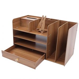 Organiseur de bureau en bois de grande capacit&eacute; - Organiseur de fichiers de bureau - Trieur de documents en papier A4 - Fournitures de bureau DIY - Bo&icirc;te de rangement pour la maison (Winxzo, neuf)