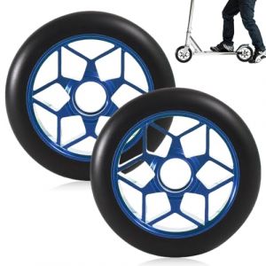 Stunt Lot de 2 roues de rechange pour trottinette Stunt - 110 mm - 88A - Avec roulements ABEC-9 - Noyau &agrave; rayons en aluminium - Compatible avec toutes sortes de scooters - Bleu (zhouxutao, neuf)