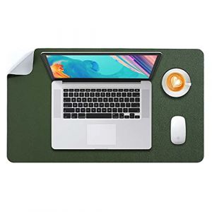 DOBAOJIA Tapis de Souris Grand, sous Main Bureau L, Mouse Pad Mat Prolongé, Tapis de Portable, Tableau d'Écriture, Buvard de Bureau, Double Face Usage en Cuir PU Étanche 60 x 35cm(Vert Foncé/Gris) (DOBAOJIA, neuf)