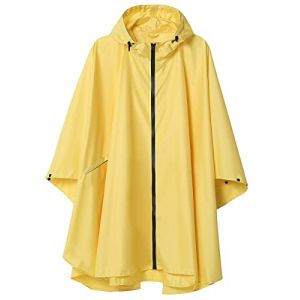 SaphiRose PONCHO Imperméable Poncho avec Capuche Zip pour Adulte Jaune, Taille unique (Ziqi, neuf)