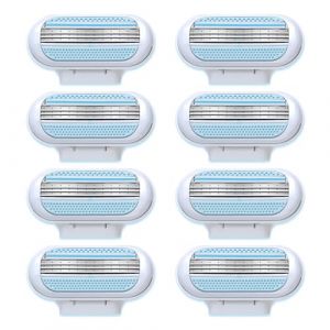 8 Pi&egrave;ces Recharges de Lames pour Femme &agrave; 3 Lames avec Bande Lubrifiante Protectrice, Lames de Rasoir Femme Rasage Ultra Confortable Produit, Id&eacute;al pour un Rasage Doux et Pr&eacute;cis(Bleu) (OasesW, neuf)