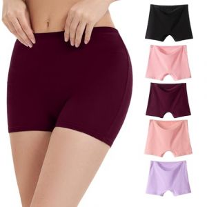 WEASIC Boxer femme coton culotte shorty femme coton panty calecon panty cale&ccedil;on boxer sans couture shorty sans couture shorties invisible shorties (Lot de 5 - Multicolore 1, M) (WEASIC, neuf)