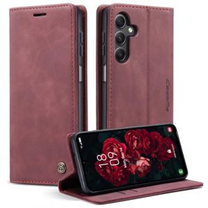 Eayulim Coque pour Samsung Galaxy A25 5G Etui Premium Housse en Cuir PU Pochette Protection Portefeuille Rabat Clapet Case Porte Carte Magn&eacute;tique &Eacute;tui pour Samsung Galaxy A25 5G,Rouge (Eayulim, neuf)