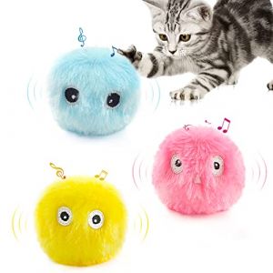 Sunshine smile 3 pi&egrave;ces Balle Chat Jouet pour Chat Interactif,Interactif R&eacute;aliste Jouet De pour Chats,Balle Jouet Chat en Forme D'Oiseau avec Herbe &agrave; Chat,Balles pour Chats en Peluche chasser (Woo Well, neuf)